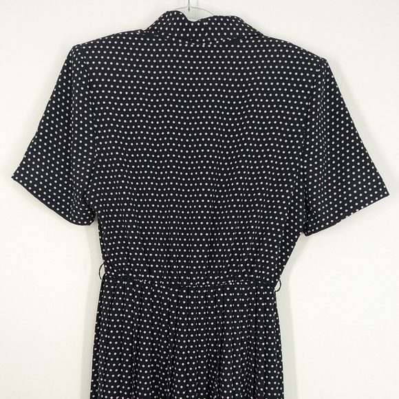 Vintage Navy & White Polka Dot Dress, Size 10 - Picture 6 of 11
